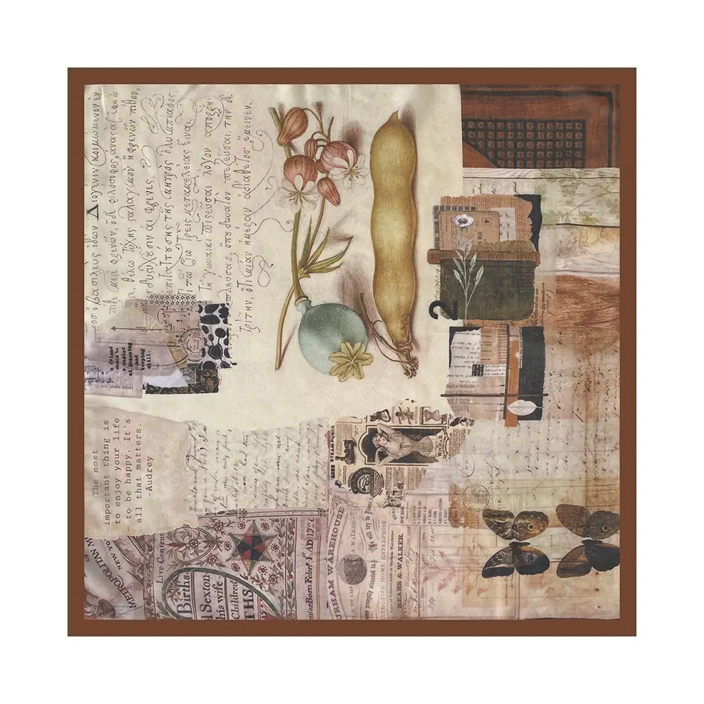 Silk Scarf with Retro Print for Women Autumn Winter — feature 13