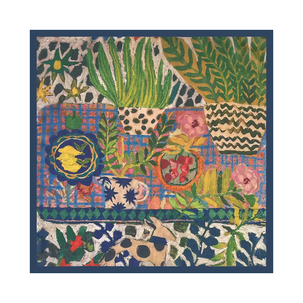 Silk Scarf with Retro Print for Women Autumn Winter — feature 14