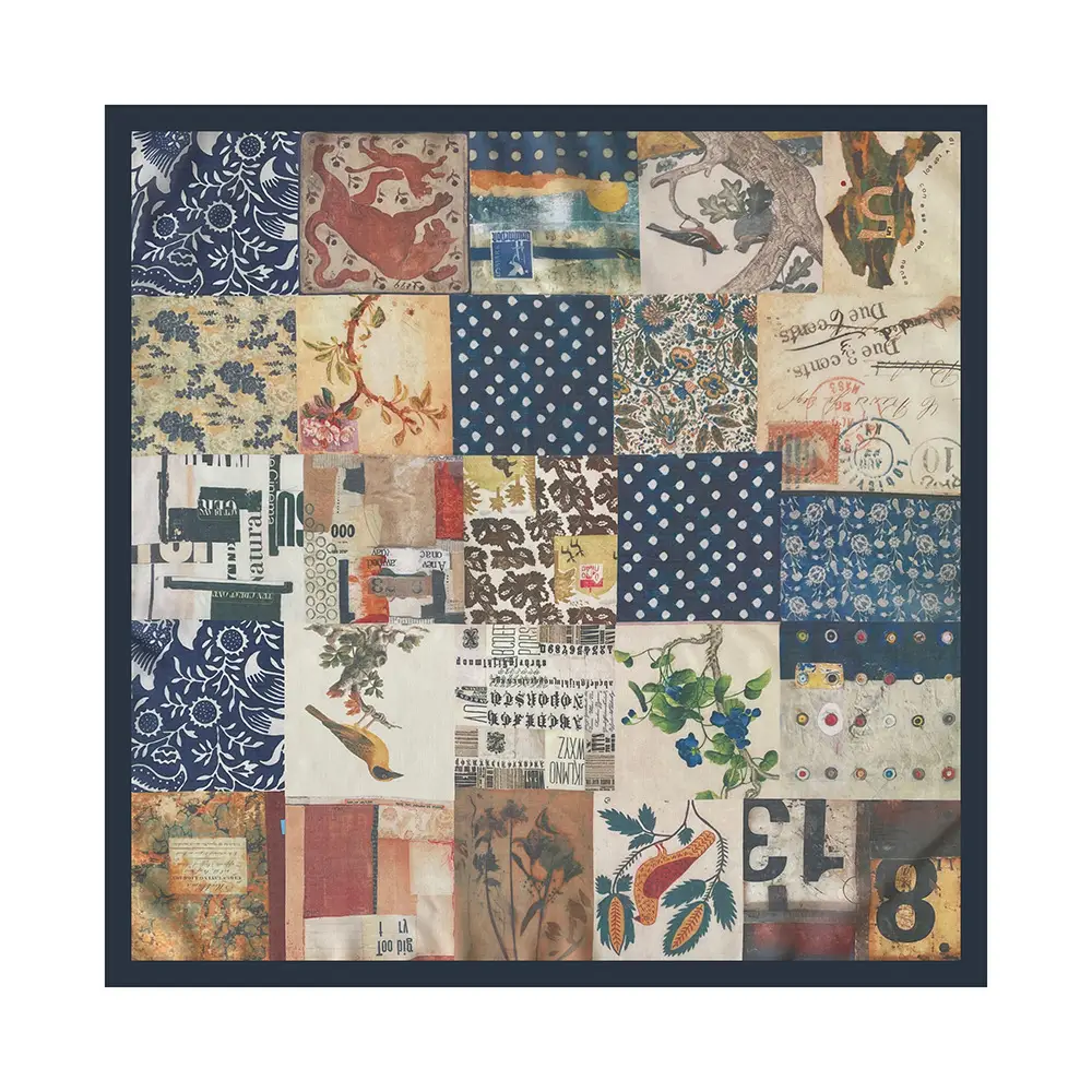 Silk Scarf with Retro Print for Women Autumn Winter — feature 15