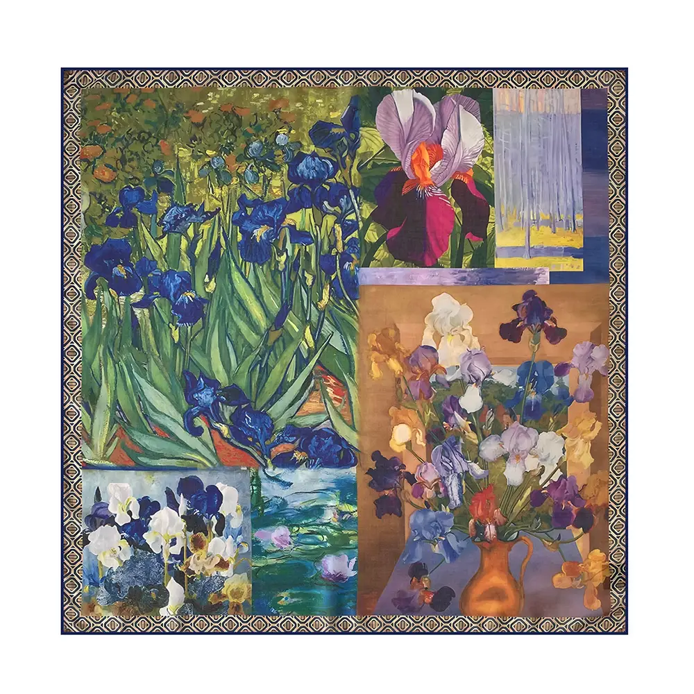 Silk Scarf with Retro Print for Women Autumn Winter — feature 16
