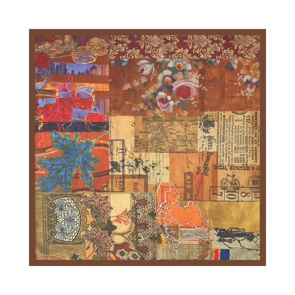 Silk Scarf with Retro Print for Women Autumn Winter — feature 21