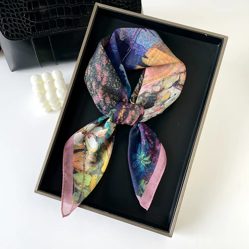 Silk Scarf with Retro Print for Women Autumn Winter — feature 25