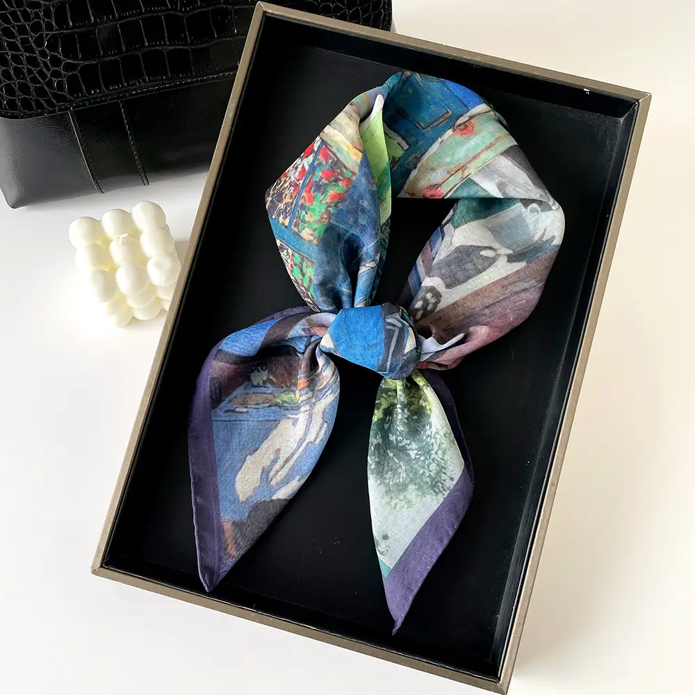 Silk Scarf with Retro Print for Women Autumn Winter — feature 26