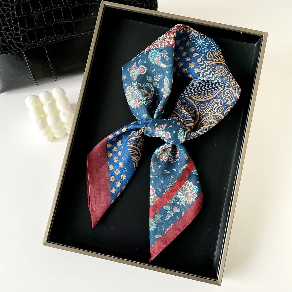 Silk Scarf with Retro Print for Women Autumn Winter — feature 27