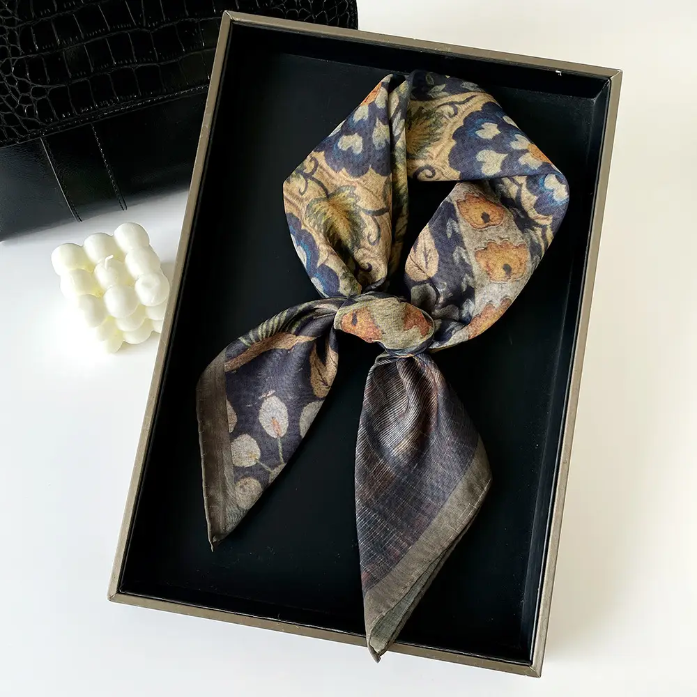 Silk Scarf with Retro Print for Women Autumn Winter — feature 29