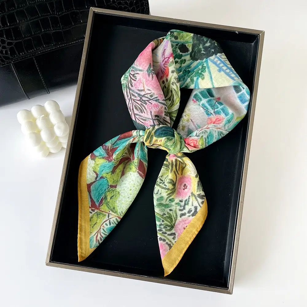 Silk Scarf with Retro Print for Women Autumn Winter — feature 30