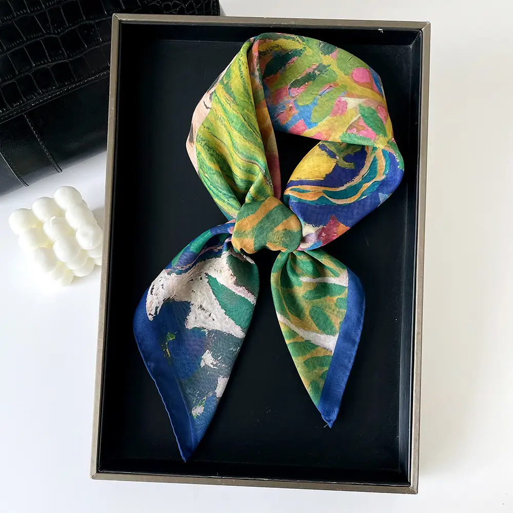 Silk Scarf with Retro Print for Women Autumn Winter — feature 32