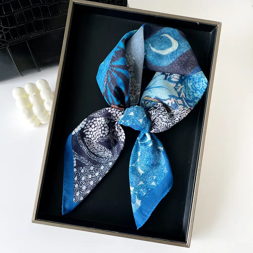 Silk Scarf with Retro Print for Women Autumn Winter — feature 35