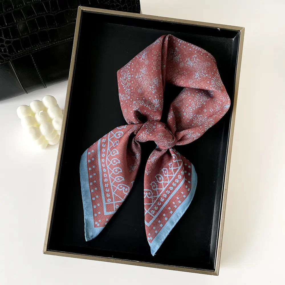 Silk Scarf with Retro Print for Women Autumn Winter — feature 38