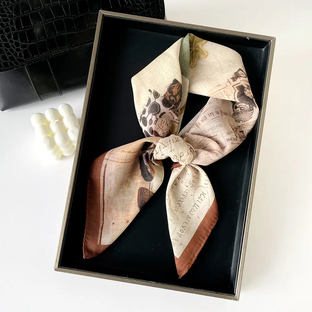 Silk Scarf with Retro Print for Women Autumn Winter — feature 39