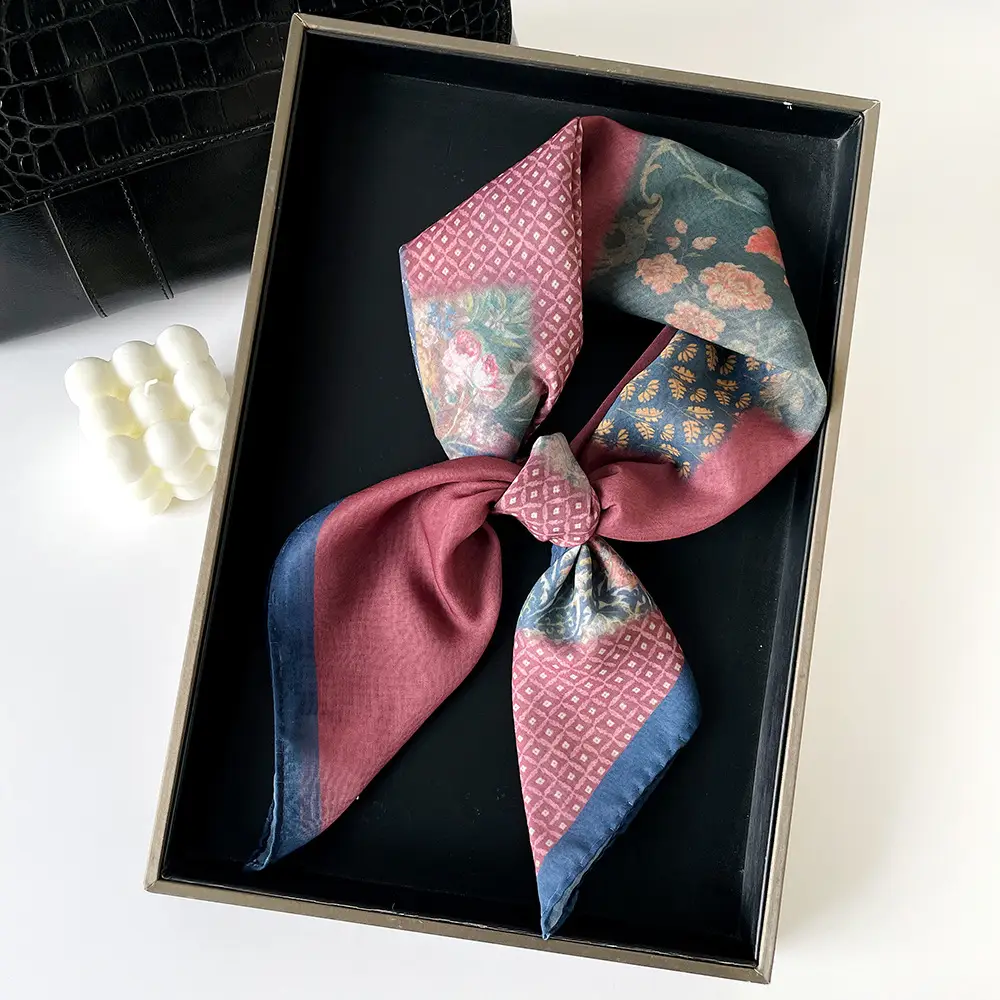 Silk Scarf with Retro Print for Women Autumn Winter — feature 40