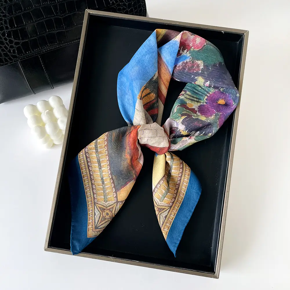 Silk Scarf with Retro Print for Women Autumn Winter — feature 42