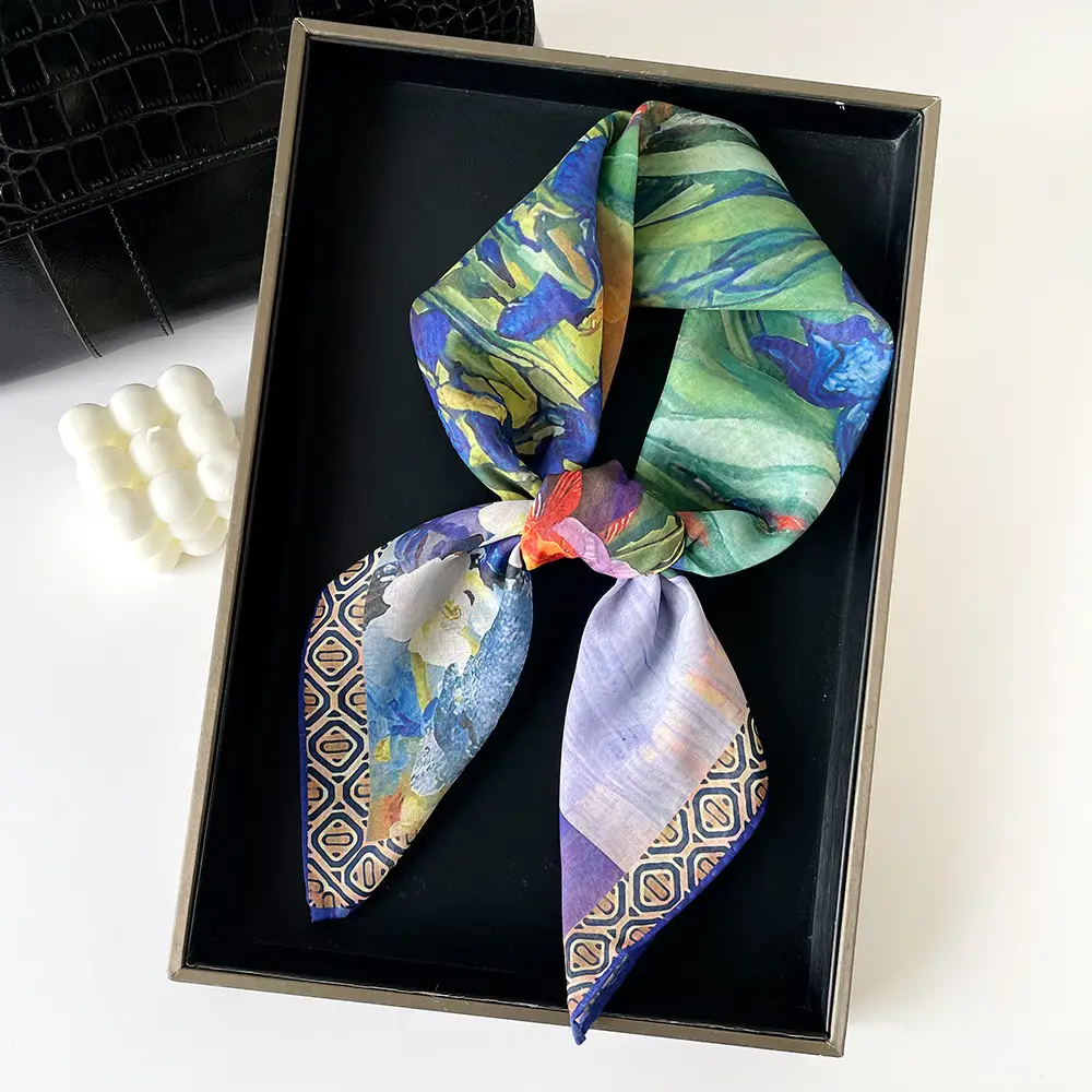 Silk Scarf with Retro Print for Women Autumn Winter — feature 43