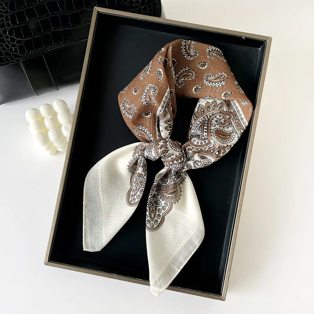Silk Scarf with Retro Print for Women Autumn Winter — feature 44