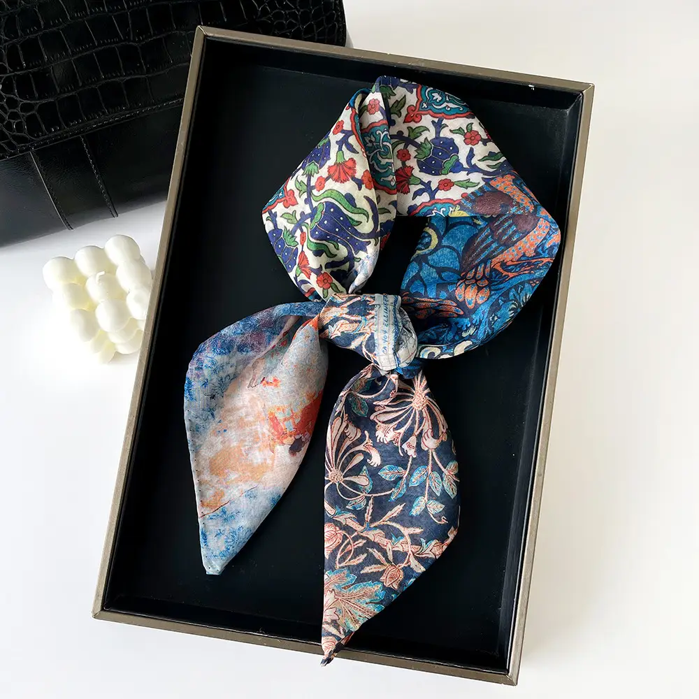 Silk Scarf with Retro Print for Women Autumn Winter — feature 46