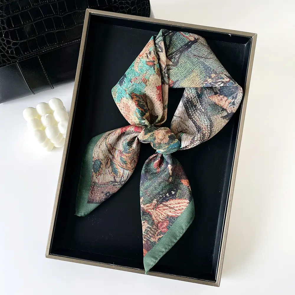 Silk Scarf with Retro Print for Women Autumn Winter — feature 48