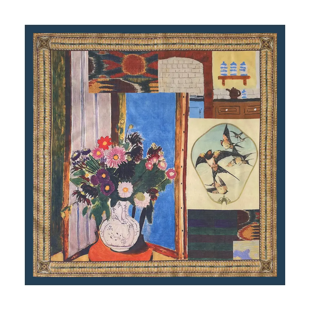 Silk Scarf with Retro Print for Women Autumn Winter — feature 7