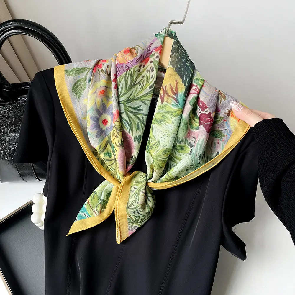 Silk Scarf with Retro Print for Women Autumn Winter - Image 10