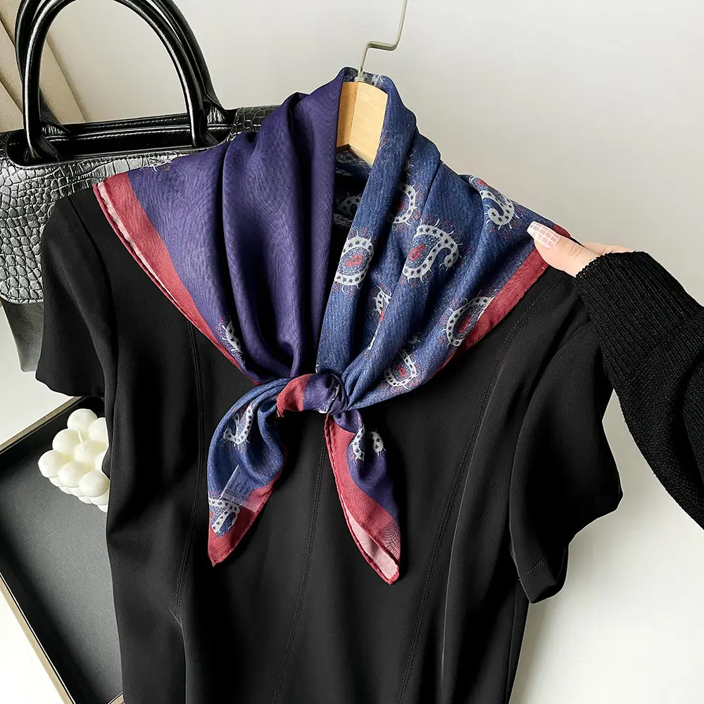 Silk Scarf with Retro Print for Women Autumn Winter - Image 13
