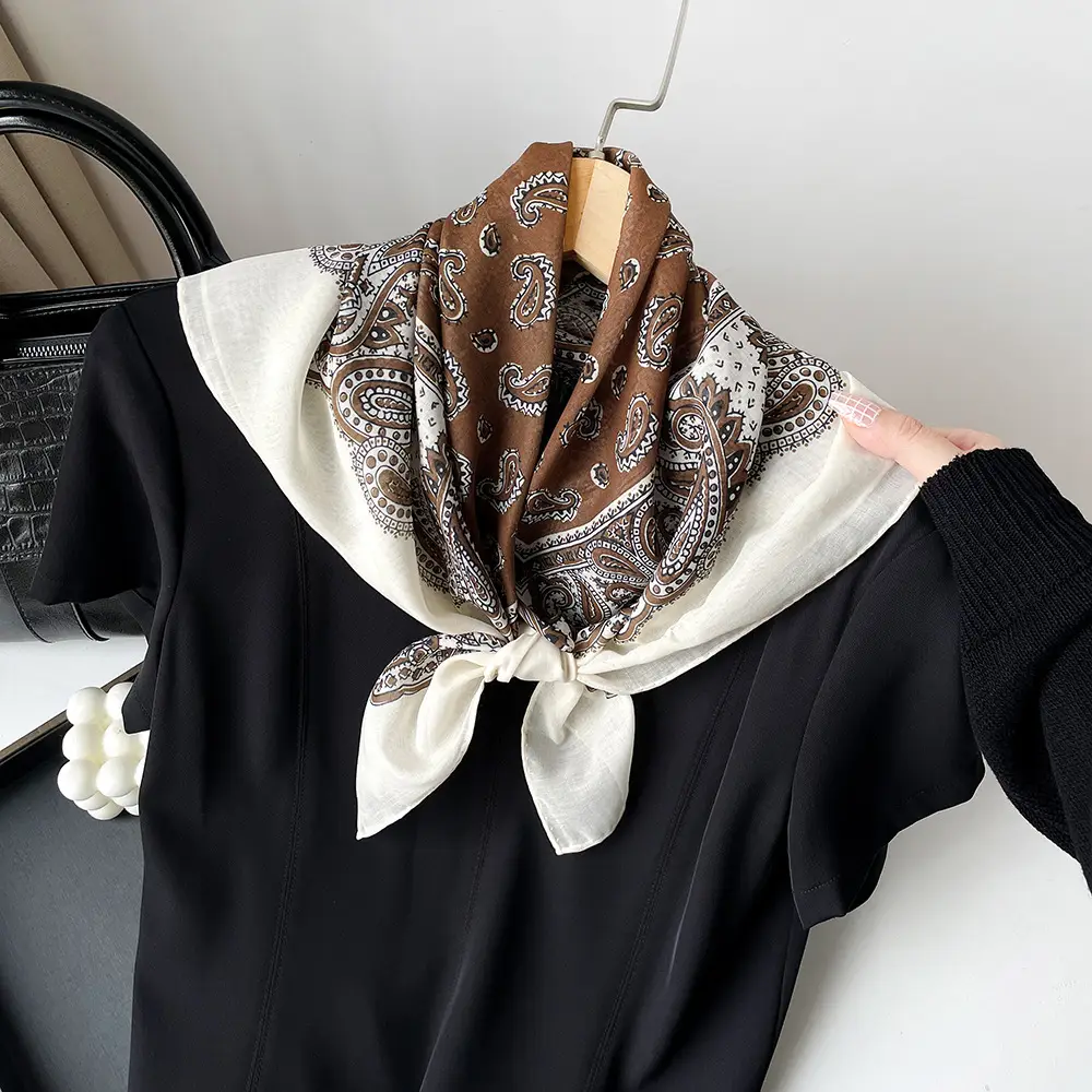 Silk Scarf with Retro Print for Women Autumn Winter - Image 2
