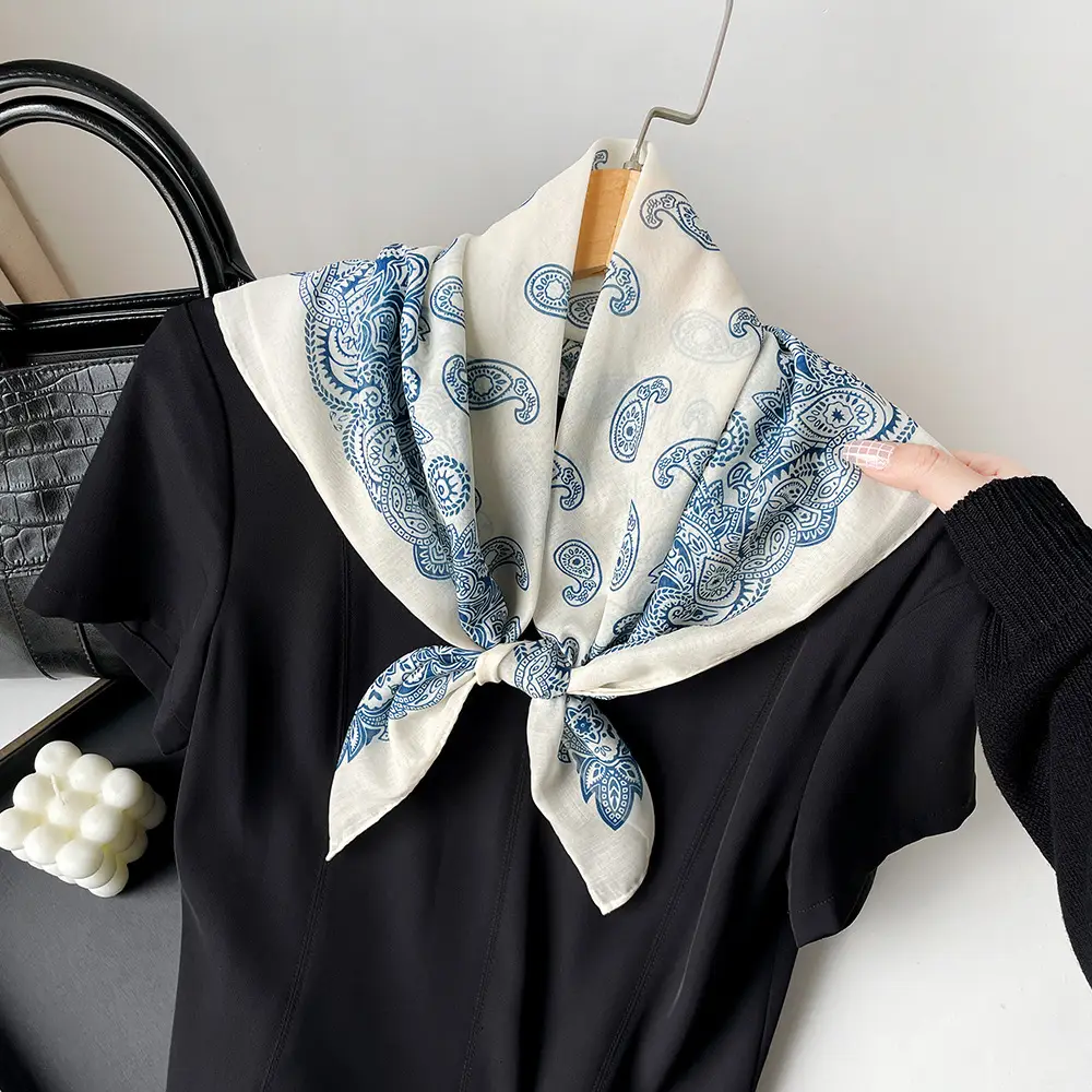 Silk Scarf with Retro Print for Women Autumn Winter - Image 21