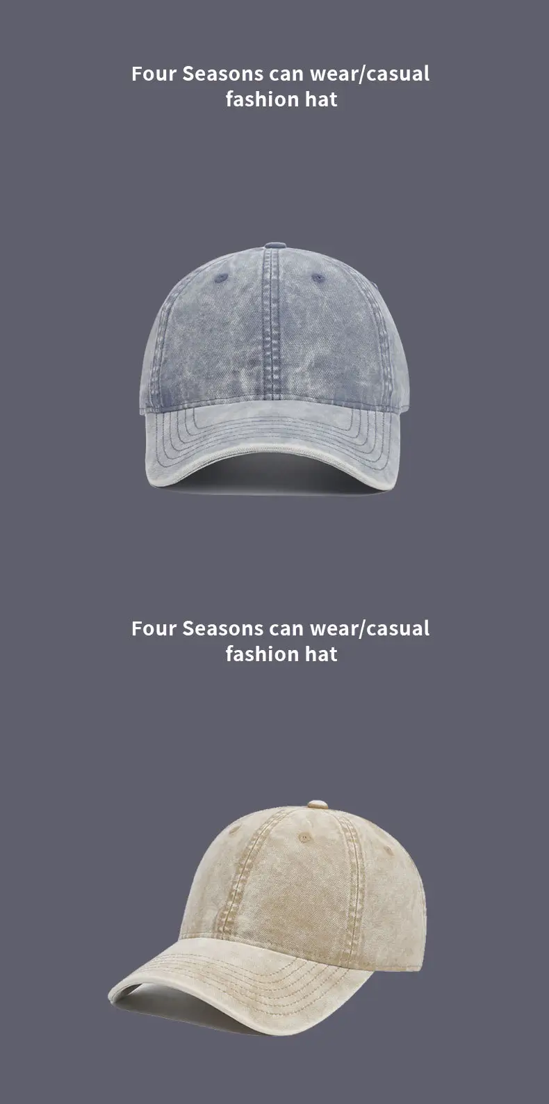 Vintage Washed Denim Baseball Caps for Men Women — feature 13