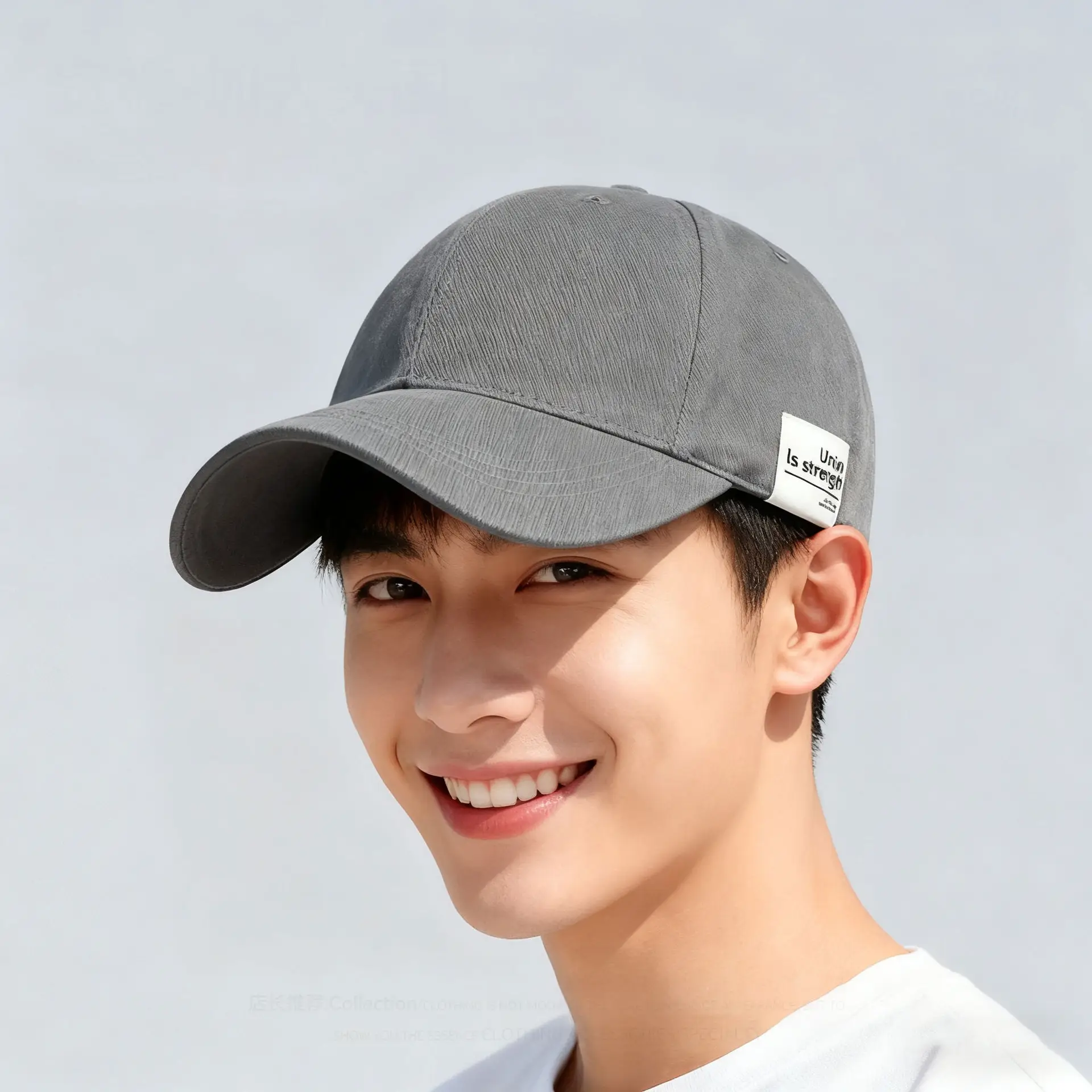 Men Baseball Cap Deep Gray Patch Label Large Circumference - Image 6