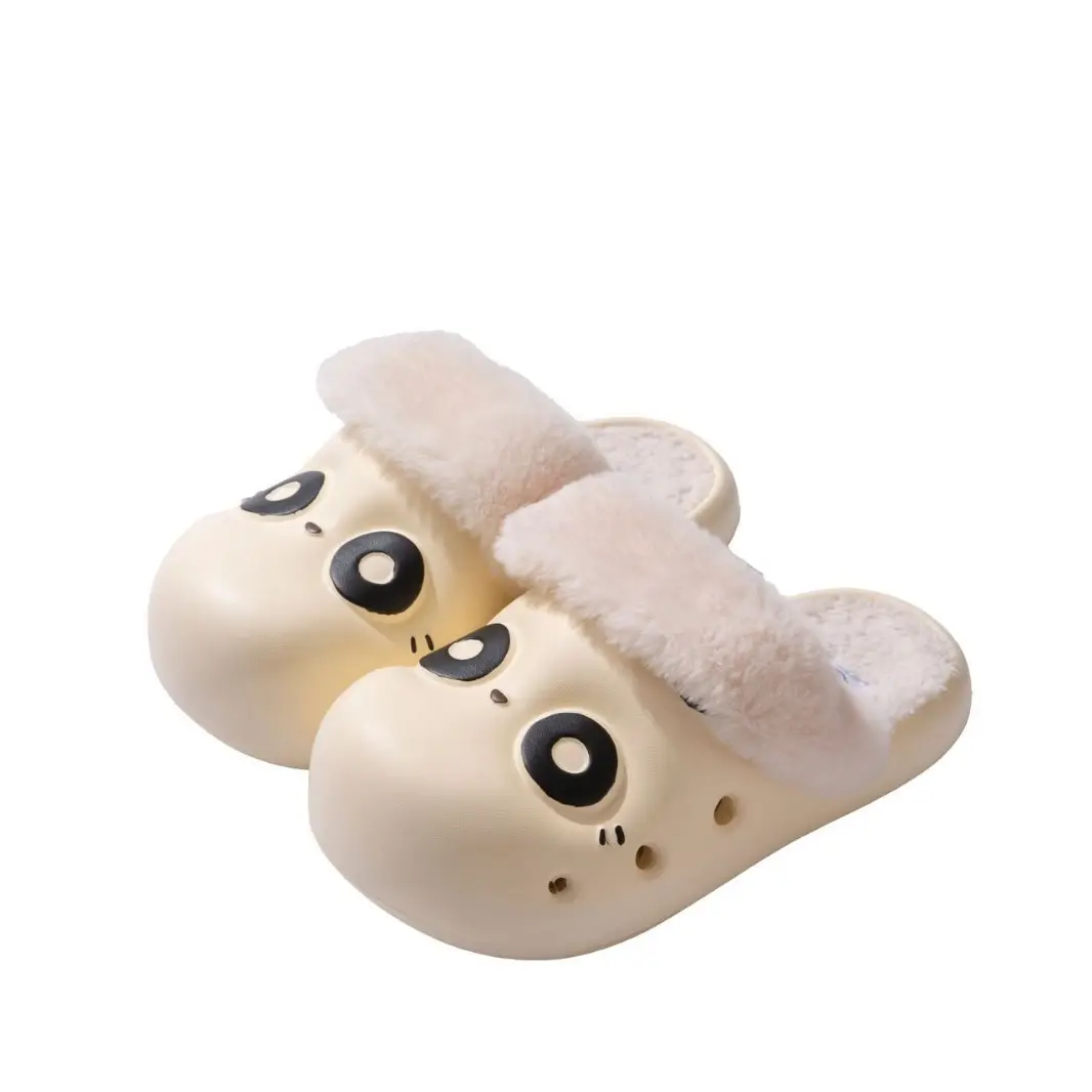 Big Eyes Cotton Slippers for Women in Autumn and Winter Waterproof and Non-Slip Home Cotton Shoes Indoor Fleece-Lined Warm Thick-Soled Cute Slippers - Image 8