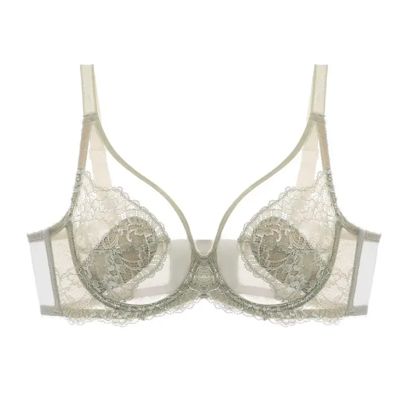 Underwear for Women, Ultra-Thin, Big Breasts, Small Push-Up, Full Cup, Breast-Retracting, Anti-Sagging, Large Size Summer Bra Set