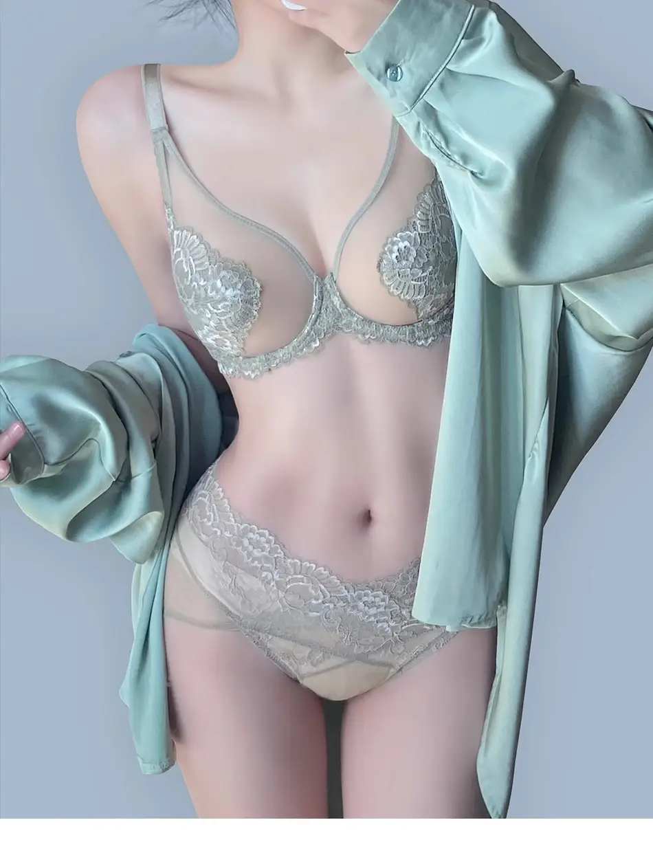 Underwear for Women, Ultra-Thin, Big Breasts, Small Push-Up, Full Cup, Breast-Retracting, Anti-Sagging, Large Size Summer Bra Set — feature 25