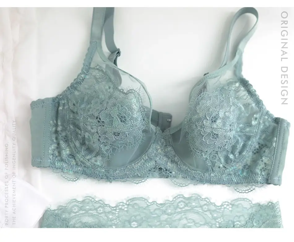 Underwear for Women, Ultra-Thin, Big Breasts, Small Push-Up, Full Cup, Breast-Retracting, Anti-Sagging, Large Size Summer Bra Set — feature 33