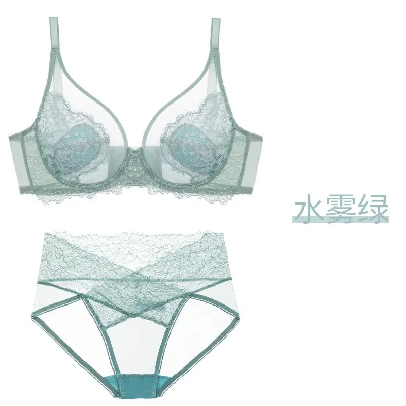 Underwear for Women, Ultra-Thin, Big Breasts, Small Push-Up, Full Cup, Breast-Retracting, Anti-Sagging, Large Size Summer Bra Set