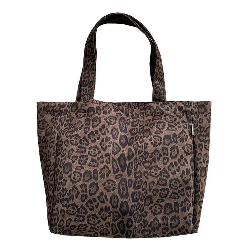 Leopard Print Canvas Shoulder Bag for Women Spring Summer - Image 7