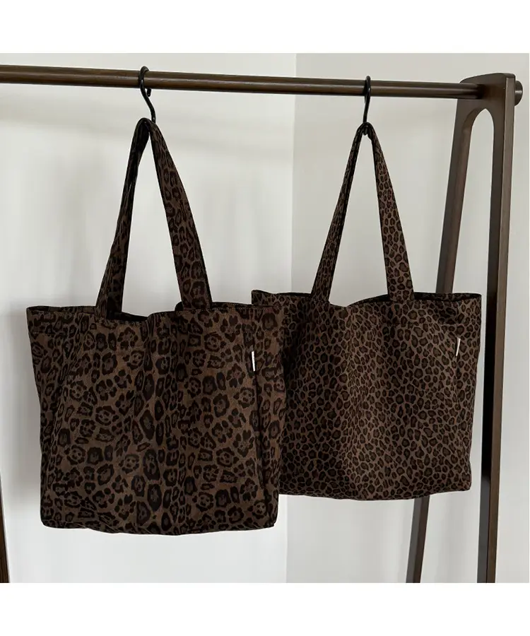 Leopard Print Canvas Shoulder Bag for Women Spring Summer — feature 1