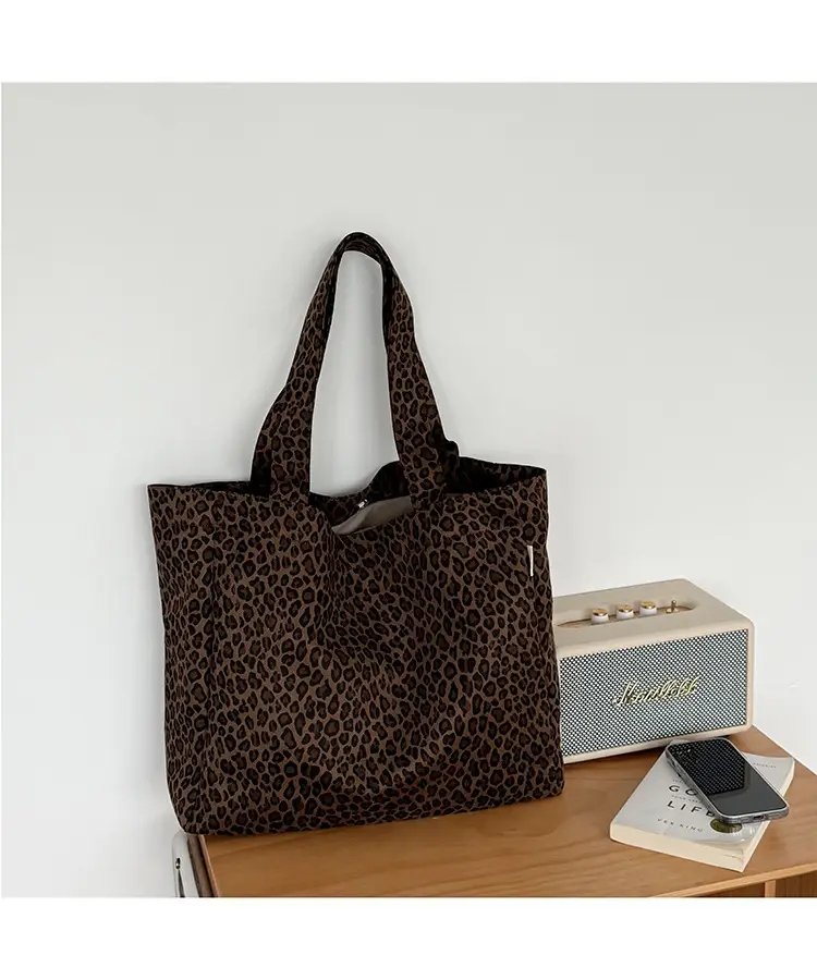 Leopard Print Canvas Shoulder Bag for Women Spring Summer — feature 10