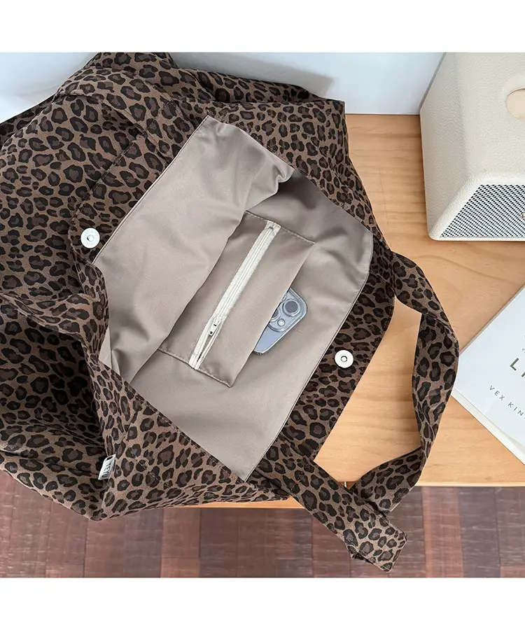 Leopard Print Canvas Shoulder Bag for Women Spring Summer — feature 11