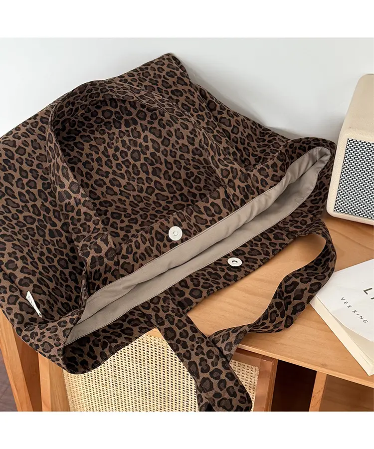 Leopard Print Canvas Shoulder Bag for Women Spring Summer — feature 12