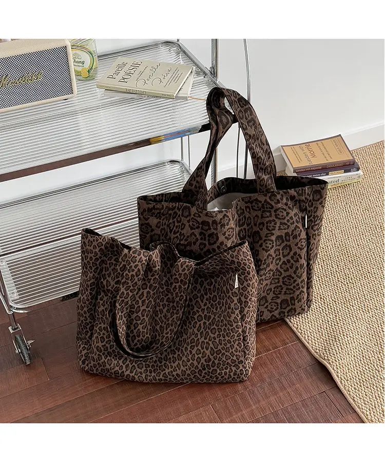 Leopard Print Canvas Shoulder Bag for Women Spring Summer — feature 15