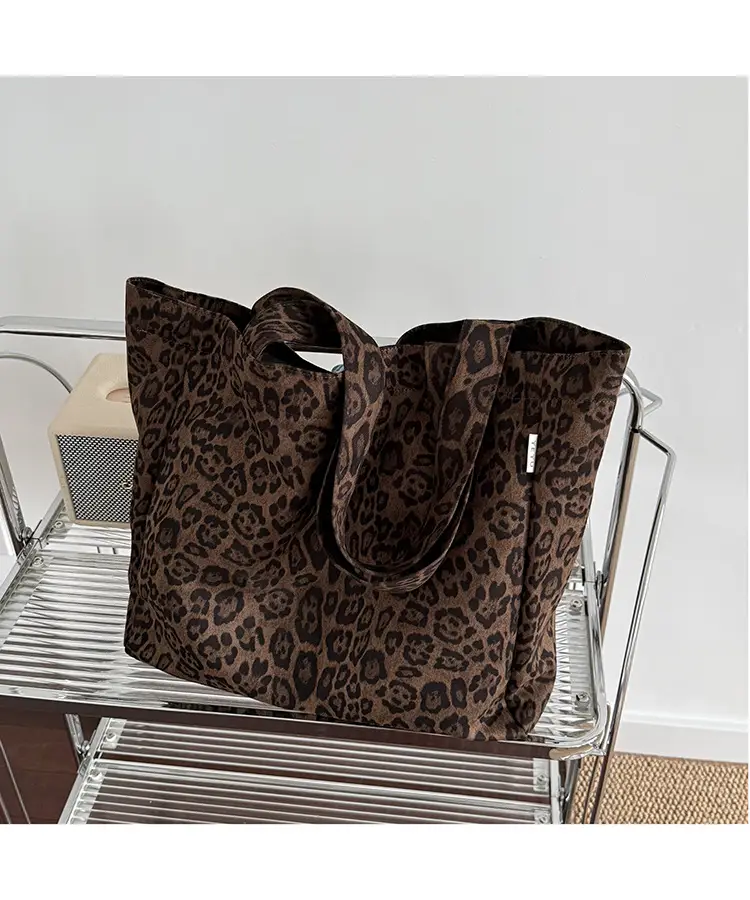 Leopard Print Canvas Shoulder Bag for Women Spring Summer — feature 3