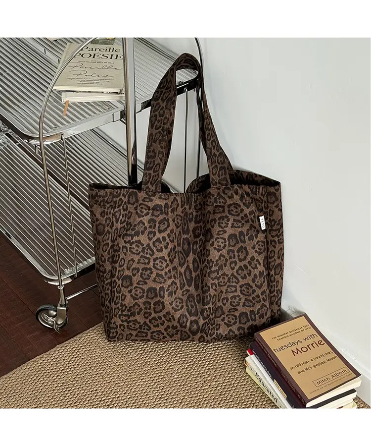 Leopard Print Canvas Shoulder Bag for Women Spring Summer — feature 7