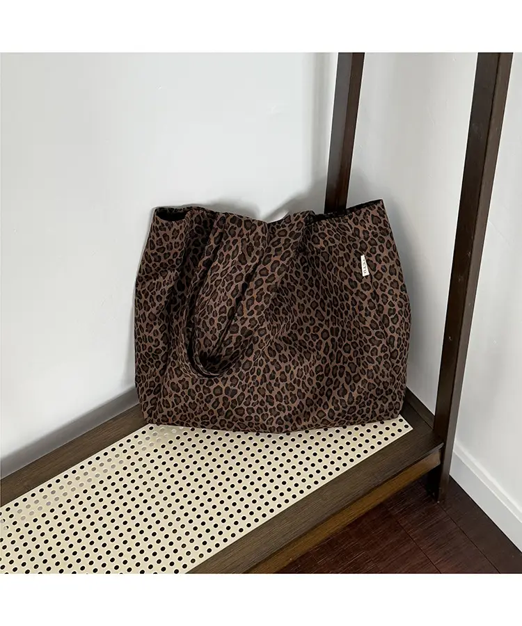 Leopard Print Canvas Shoulder Bag for Women Spring Summer — feature 9