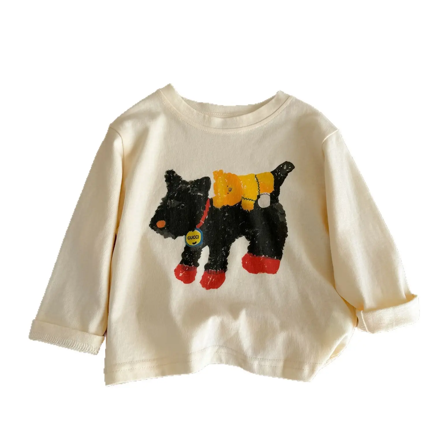 Children's Cartoon Long Sleeve T-Shirt Cream - Image 8