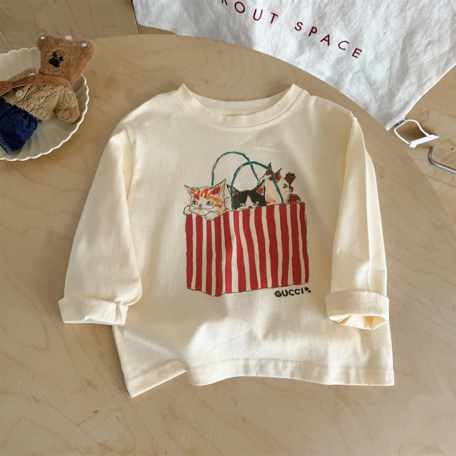 Children's Cartoon Long Sleeve T-Shirt Cream — feature 12