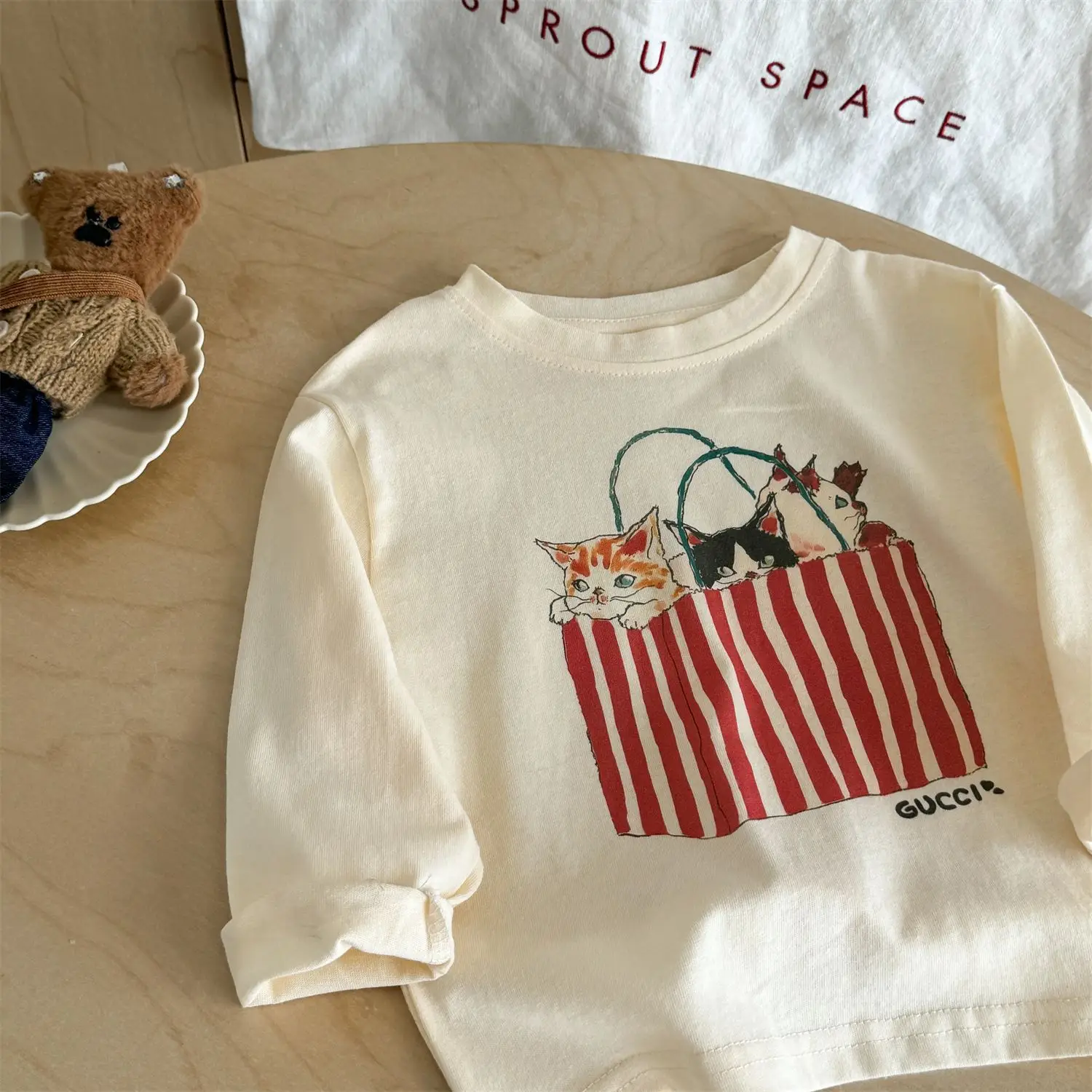 Children's Cartoon Long Sleeve T-Shirt Cream — feature 18