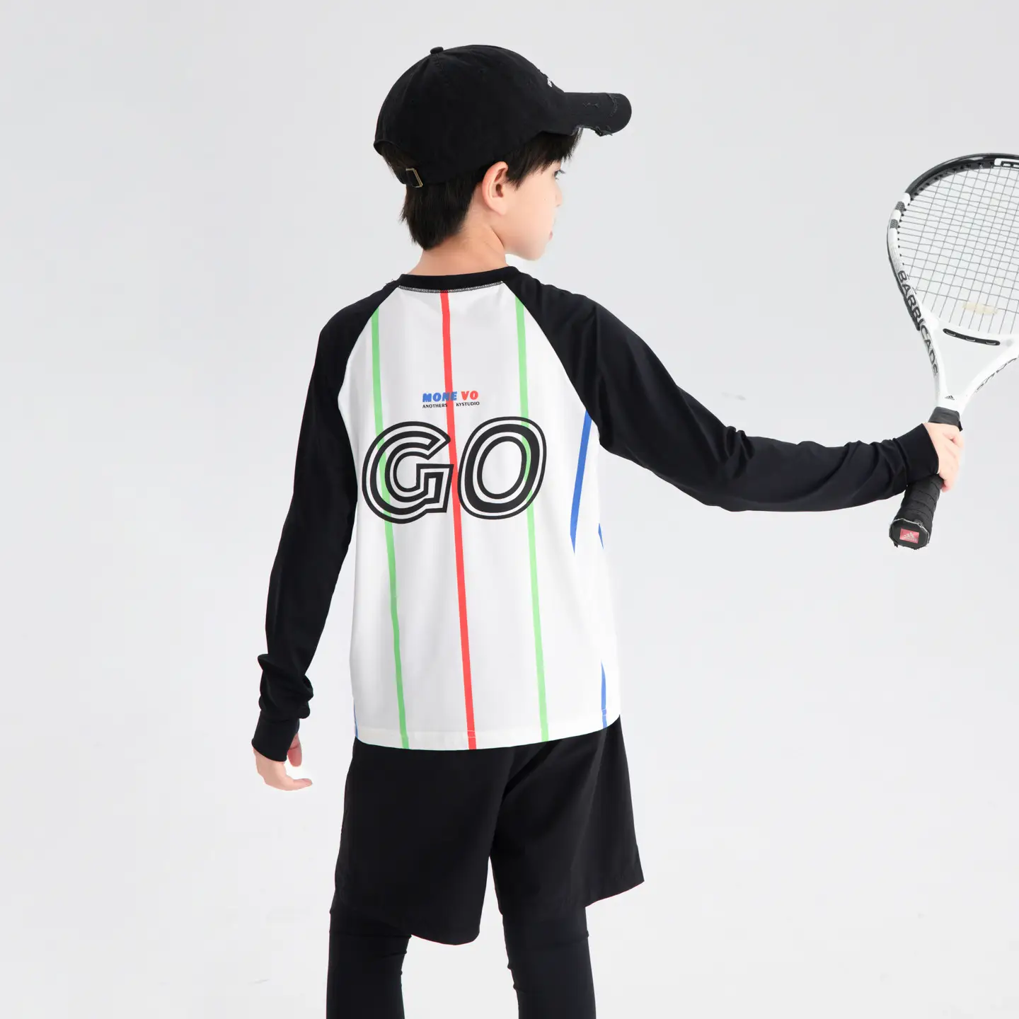 Boys' Long Sleeve Cycling Jersey T-Shirt White Black 2026 - Image 4