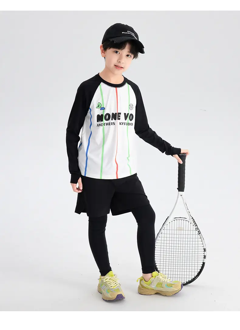 Boys' Long Sleeve Cycling Jersey T-Shirt White Black 2026 — feature 16