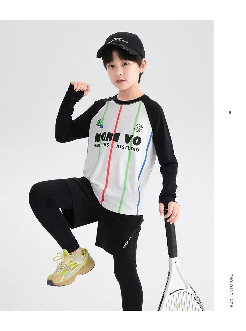 Boys' Long Sleeve Cycling Jersey T-Shirt White Black 2026 — feature 17