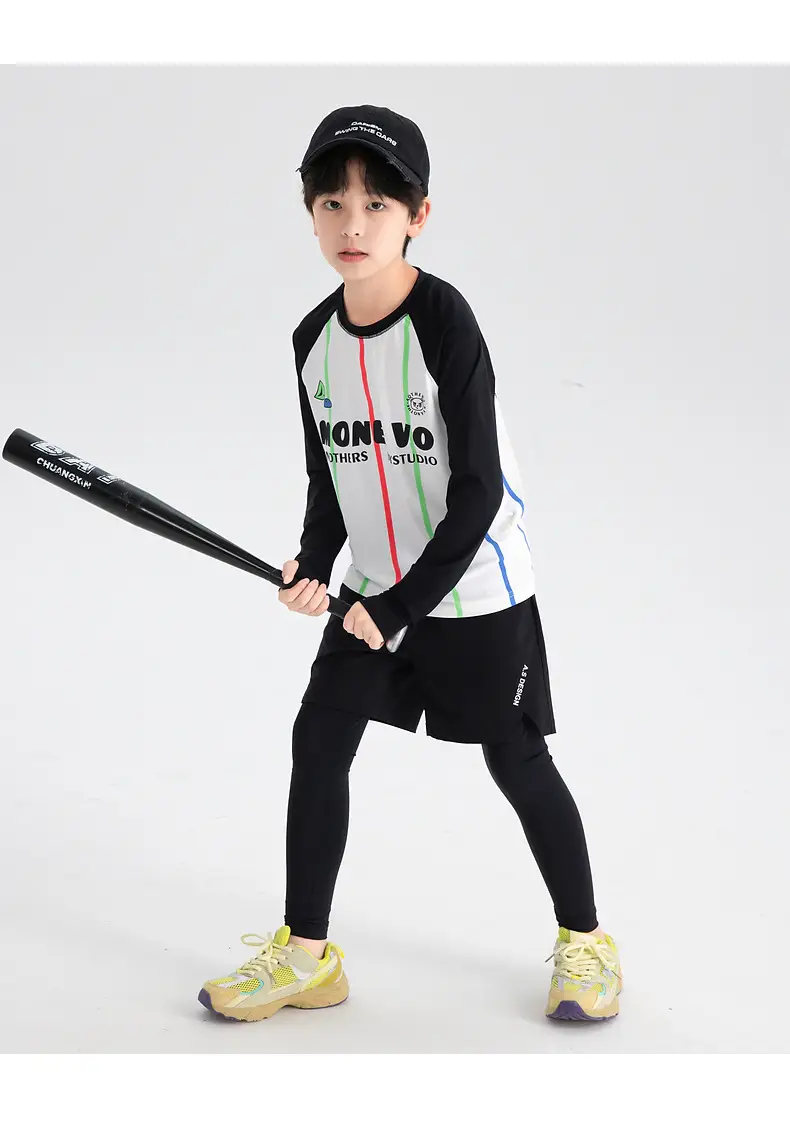 Boys' Long Sleeve Cycling Jersey T-Shirt White Black 2026 — feature 18