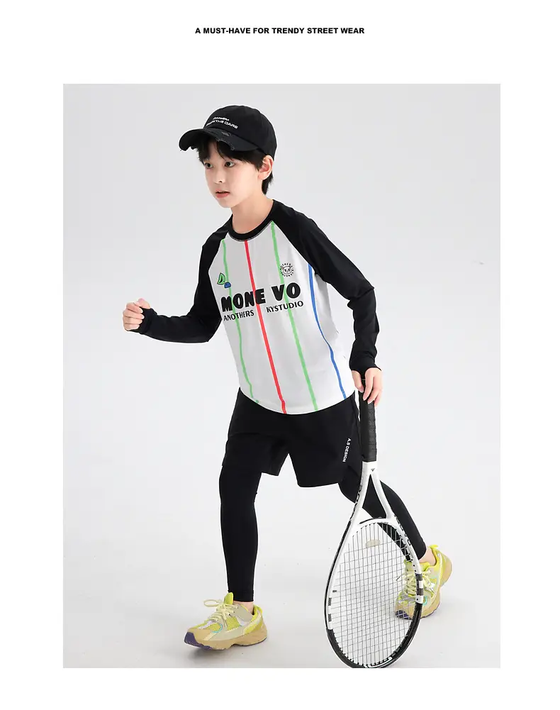 Boys' Long Sleeve Cycling Jersey T-Shirt White Black 2026 — feature 2