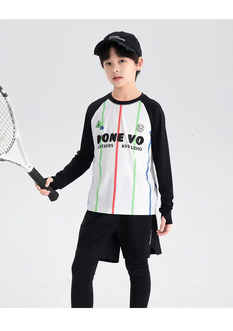 Boys' Long Sleeve Cycling Jersey T-Shirt White Black 2026 — feature 21